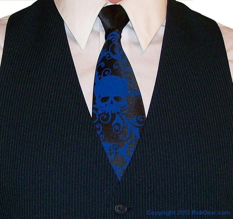 RokGear Skull tie mens microfiber necktie custom colors original art work by RokGear image 1