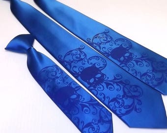 6 Skull ties - 5 Mens neckties and 1 Boys custom color neckties print to order in colors of your choice by RokGear