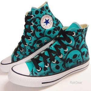 Skull Converse All Star High Top Hand Painted by RokGear all sizes all colors made to order image 6