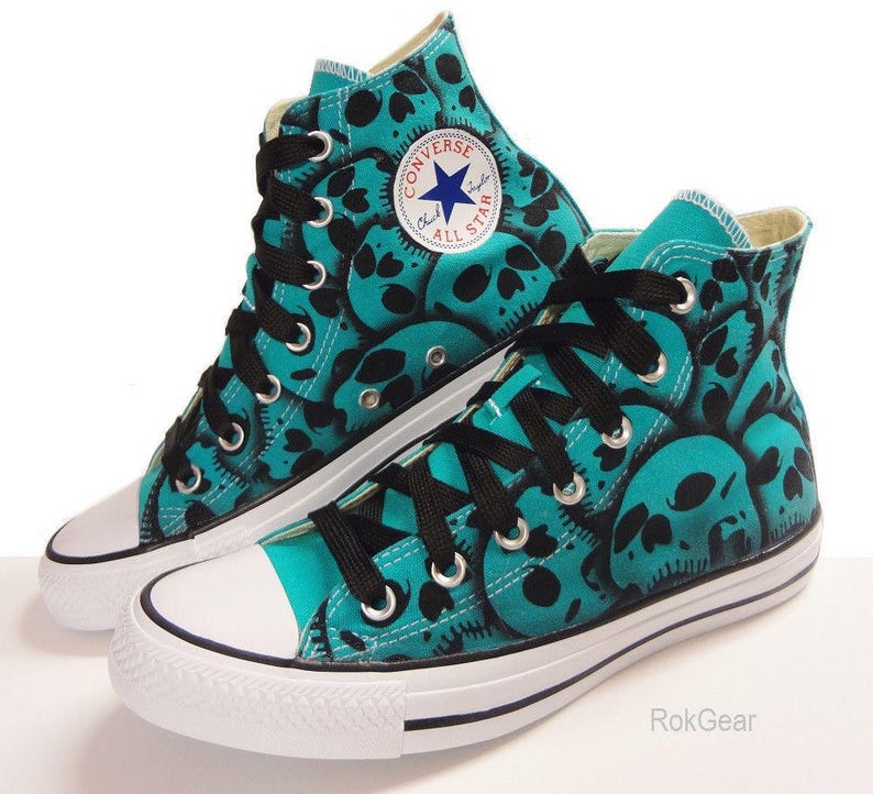 Skull Converse All Star High Top Hand Painted by RokGear all sizes all colors made to order image 6