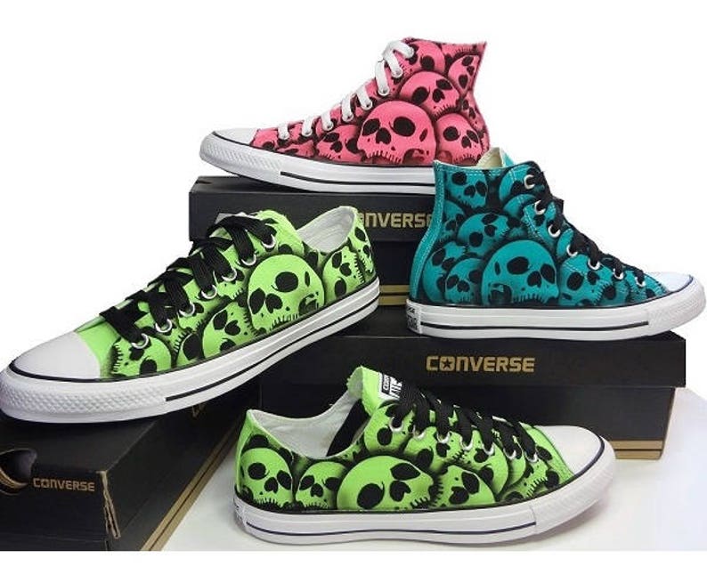 Skull Converse All Star High Top Hand Painted by RokGear all sizes all colors made to order image 4