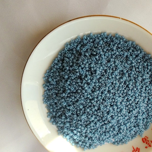 15/0 Matte Op Pale Denim Luster Miyuki seed bead, 10 gram bag, Color# 15-2074