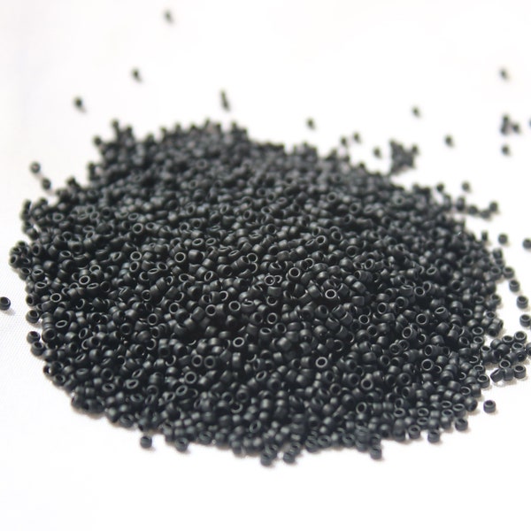 15/0 Semi-Glazed Black Toho seed bead, 10 gram bag, Color# TR-15-2612F