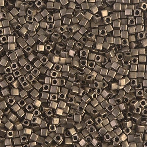 1.8mm Matte Met Dark Bronze Miyuki Square or Cube, 10 grams, SB18-2006