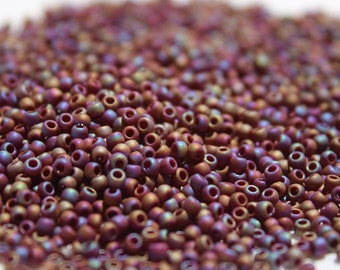 11/0 Opaque Rainbow Frosted Oxblood Toho seed bead, 15 gram bag, Color# TR-11-406F