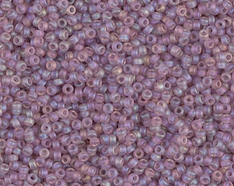 15/0 Matte Transparent Smoky Amethyst AB Miyuki seed bead, 10-gram bag, 15-142FR