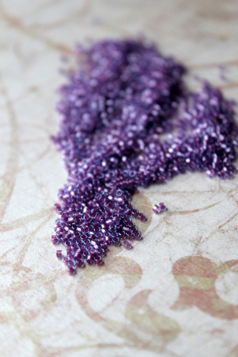 11/0 sparkling Orchid Lined Aqua Delica seed beads, 10 gr bag, Color DB0922 image 1
