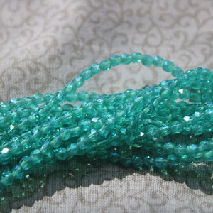 3mm Fire Polish Luster Iris Teal Glass beads (50 beads) 1 strand