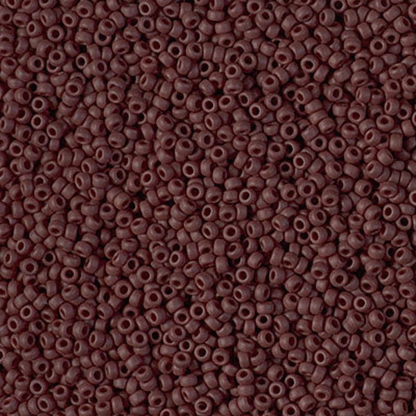 15/0 Matte Opaque Chocolate brown Miyuki seed bead, 10 gram bag, Color# 15-409F