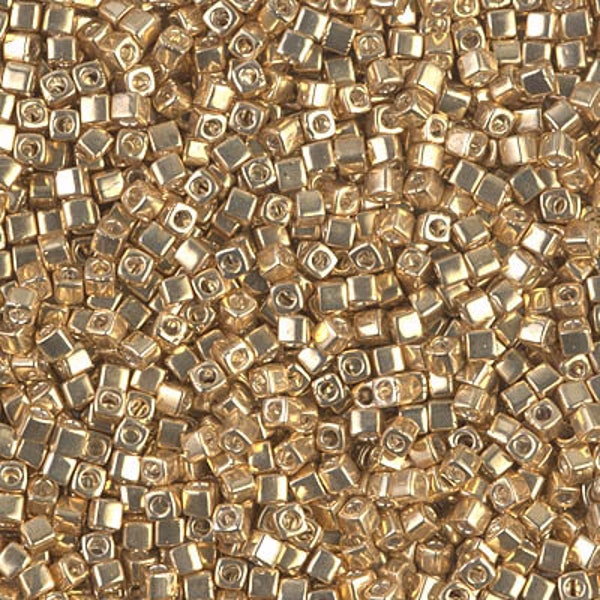 1.8mm Miyuki cube or square bead Galvanized Gold, 10-gram bag, Color# SB18-1052