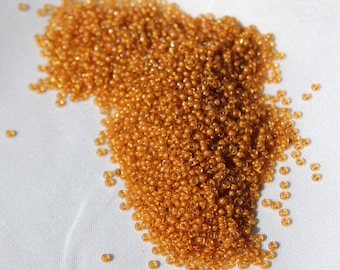15/0 Goldenrod Lined Topaz AB, Miyuki seed bead, 10 gram bag, color #15-2238