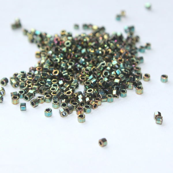 11/0 Met Olive Green Iris Cut Miyuki Delica Bead: 10 gr bag DBC-0024