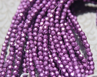 2mm Fire Polish Saturated Metallic Spring Crocus Czech beads (100 beads) 2 strands