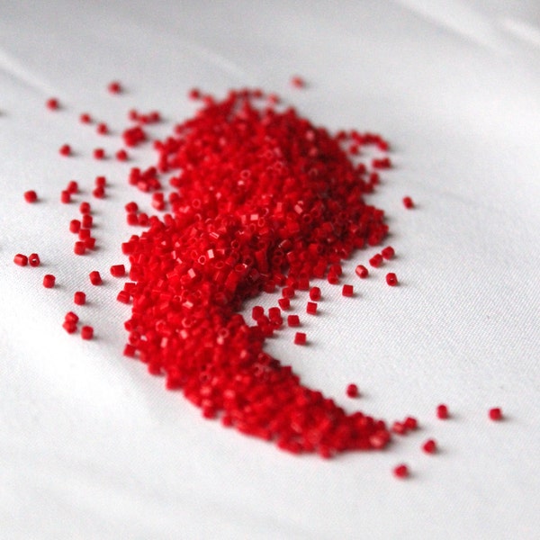 15/0 Cut Op Red Miyuki seed bead, 10 grams, Color # 15C-408