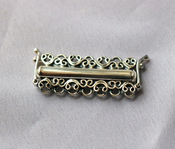 Sterling Silver 7 Strand Filigree Bracelet Necklace Box Clasp Rec