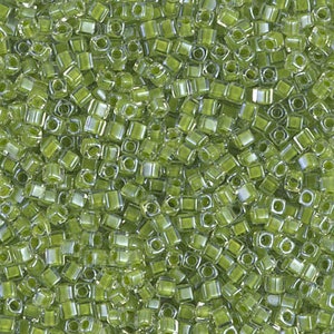 1.8mm Lime Lined Crystal Cube Miyuki seed bead, 10-gram bag, SB18-245.