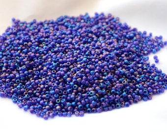 11/0 Transparent-Rainbow Frosted Cobalt Toho seed bead, 15 gram bag, Color# TR-11-87DF