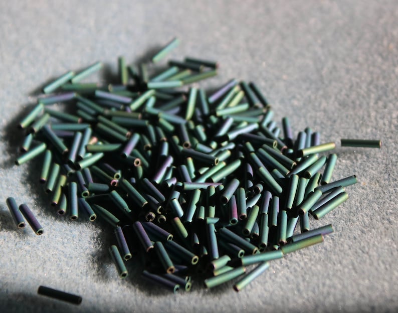 9mm Matte Teal Iris Toho bugle or fringe bead Color# TB-03-706 10 gram bag