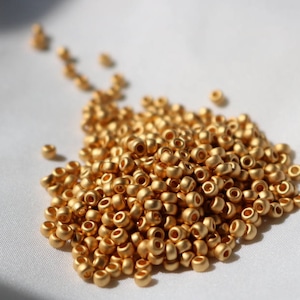 8/0 Matte 24k gold Plated Miyuki seed bead, 5 gram bag, Color# 8-191F