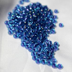 6/0 Sparking Purple Lined Aqua Luster, Miyuki seed bead, 20 gram bag, Color # 6-1827, Great for Macrame, beading, Knitting