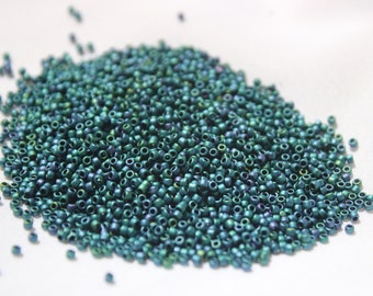 15/0 Teal Iris Metallic Matte Toho seed bead, 10 gram bag, Color# 15T-706