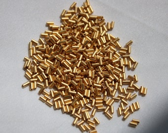 3mm Matte 24kt Gold Plated Bugle or Fringe bead, Miyuki seed bead 5 gram bag, Color# BGL1-191F