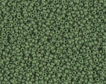 15/0  Matte Op Olive Miyuki seed bead, 10 gram bag, Color# 15-2318