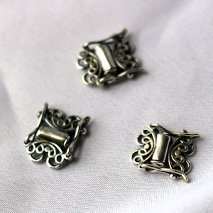 1 Oxidized 2-strand Filigree Sterling Silver box clasp 11mm x 13mm