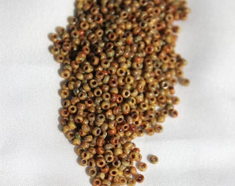 11/0 Op Brown Picasso Miyuki seed bead, 15 gram bag, Color# 11-4517