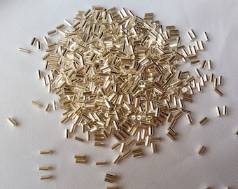 3mm Miyuki Bugle Bead Bright Sterling Plated, 5 gram bag, Color# BGL1-961