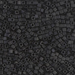 1.8mm Matte Black Miyuki cube or square bead, 10 gram bag, Color# SB18-401F