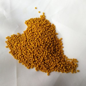 11/0 Matte Op Mustard, Miyuki seed bead, 15 gram bag, Color # 11-1233