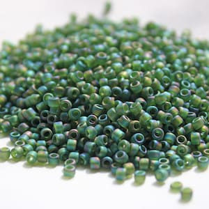 8/0 Transparent-Rainbow Frosted Olivine Toho seed bead, 15 gram bag, Color# TR-11-180F