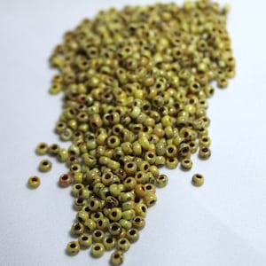 8/0 Op Yello Picasso Miyuki seed bead, 15 grams, color # 8-4512