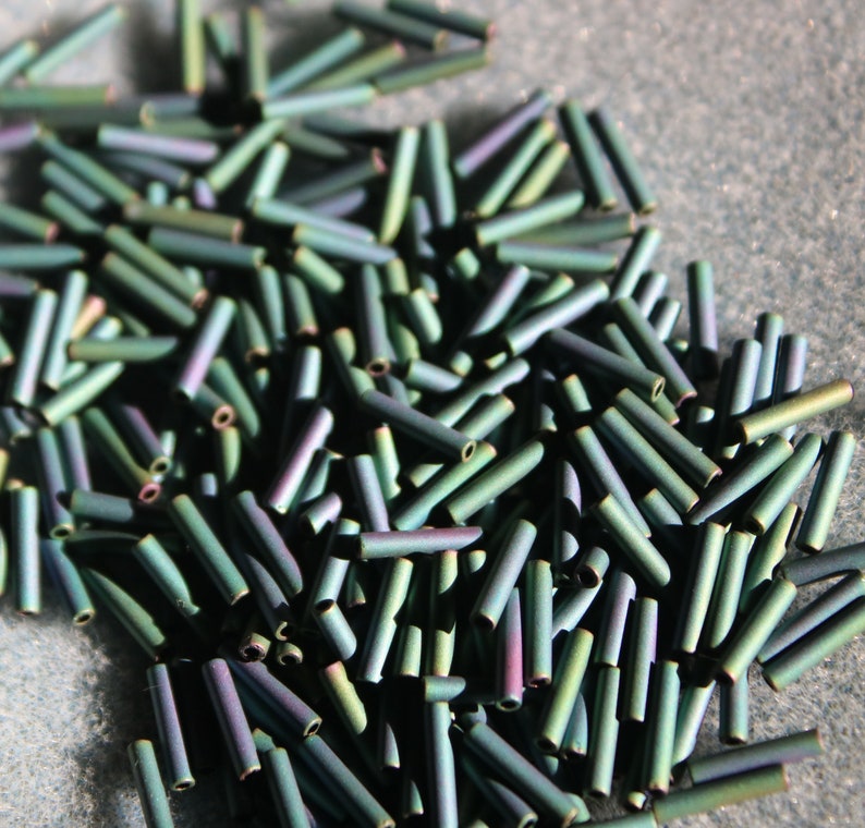 9mm Matte Teal Iris Toho bugle or fringe bead Color# TB-03-706 10 gram bag