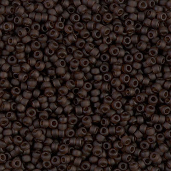 11/0 Matte Transparent Root Beer Miyuki seed bead, 15 gram bag, Color# 11-135F.  Dark Brown Matte finish