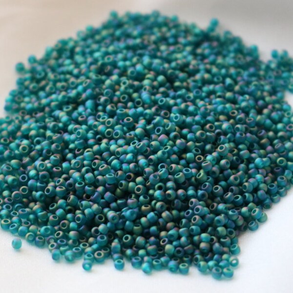 11/0 Transparent-Rainbow Frosted Teal Toho seed bead, 15 gram bag, Color# TR-11-167BDF
