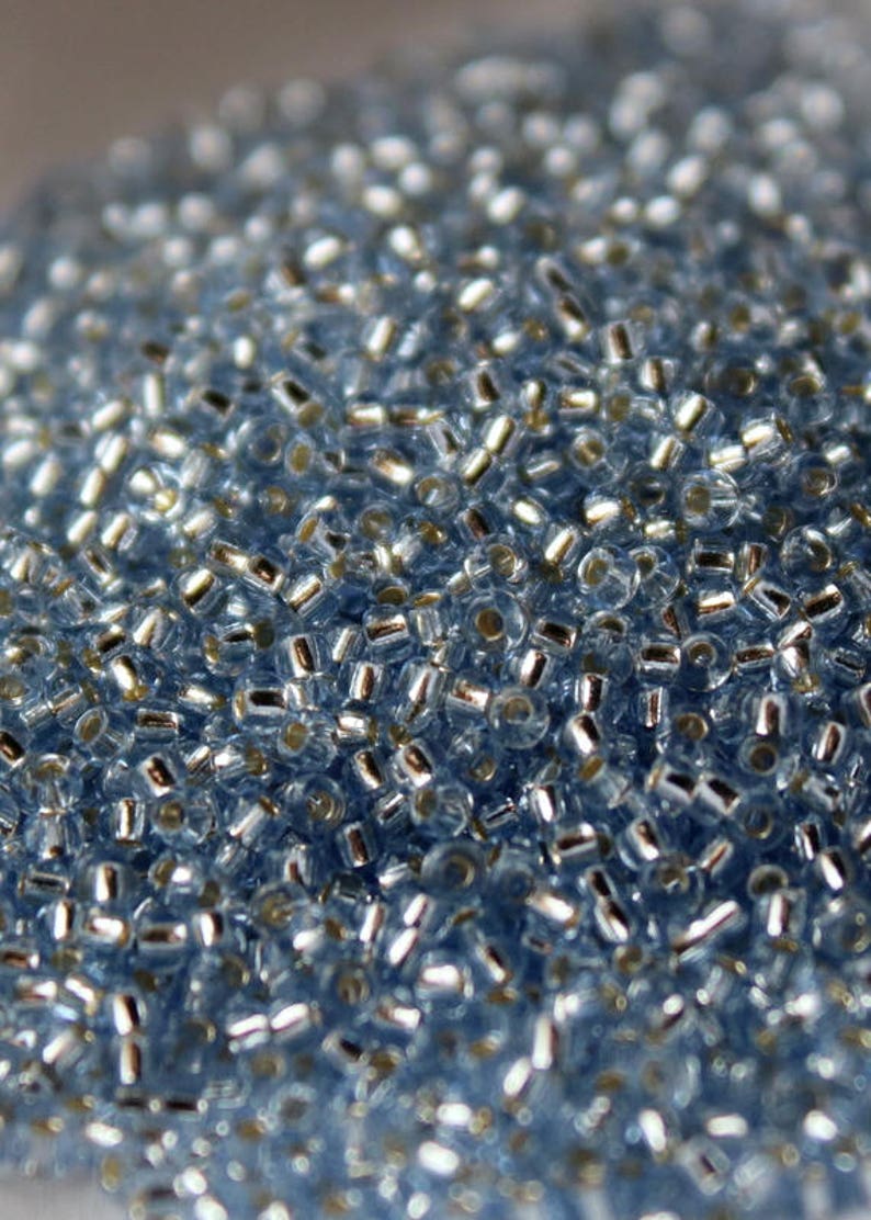 11/0 S/L Lt Sapphire Miyuki seed bead, 15 gram bag, Color 11-2430 image 2