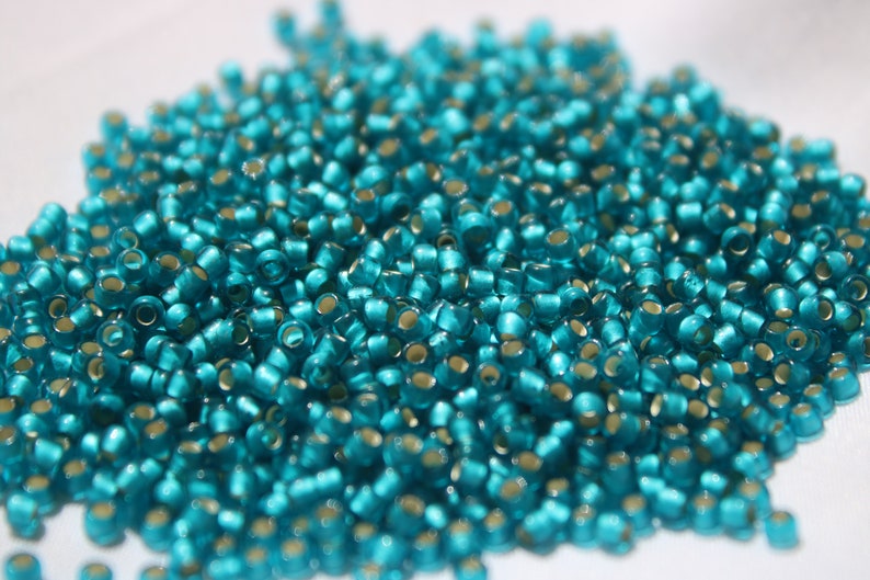 80 Light Green Aqua Silver Lined Matte Toho seed bead Color # 8T-23BDAF 15 gram bag