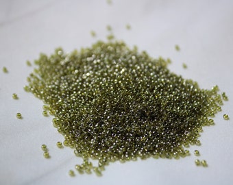 15/0 Gold Lustered Green Tea Toho seed bead, 10 gram bag, Color# TR-15-457