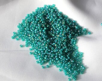 11/0 Matte Tr Teal AB seed bead, by Miyuki 15 gram bag, color # 11-2405FR