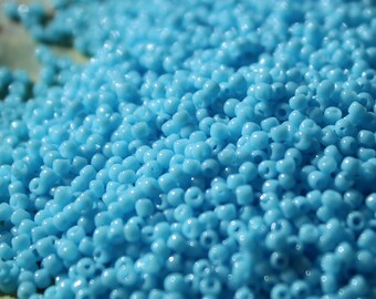 15/0 Opaque Blue Turquoise round Toho seed bead, 10 gram bag, Color# TR-15-43