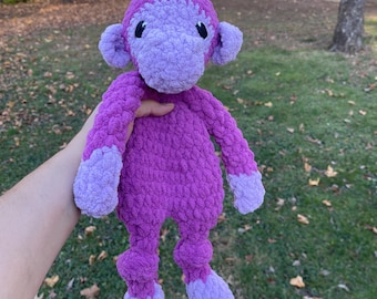 Crochet Monkey Lovey: Soft Blanket yarn, Snuggler with embroidered eyes