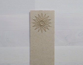 St. Anne’s Star Hand Embroidered Large Bookmark - Beige and Flax - Sacred Geometry