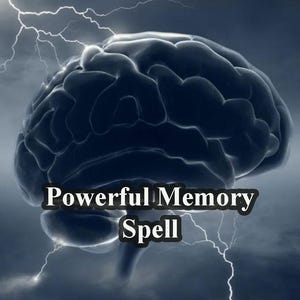 May include: A stylised image of a human brain with lightning bolts in the background. The text "Powerful Memory Spell" is superimposed on the image.