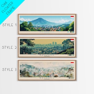Panoramic Bandung Indonesia Canvas Print: Travel Art Poster
