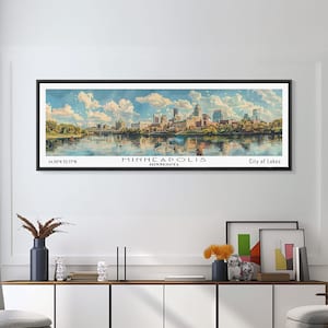 Minneapolis Skyline Canvas Print: Panoramic Watercolor City Art