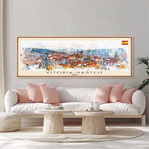 Vitoria Gasteiz Spain Travel Art, City Art, Framed Canvas Print or Metal Art, Europe Travel Poster, Panoramic Wall Art, Extra Wide Wall Art
