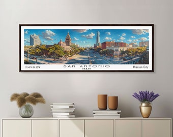 San Antonio Travel Poster - Retro Style City Skyline Print