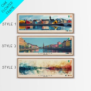 Panoramic Limerick Ireland Canvas Print: Travel Art Vacation Gift